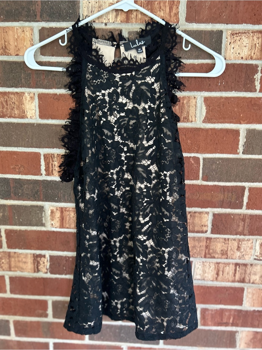 Lulus Tank Top Shirt Womens Medium Black Lace Lined Witchy Eyelash Coquette